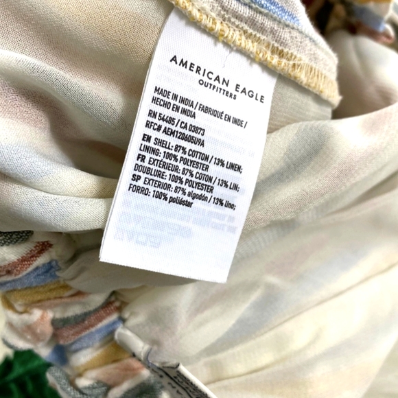 American Eagle Outfitters Linen Blend Paperbag Striped Multi Color Shorts - Picture 4 of 4